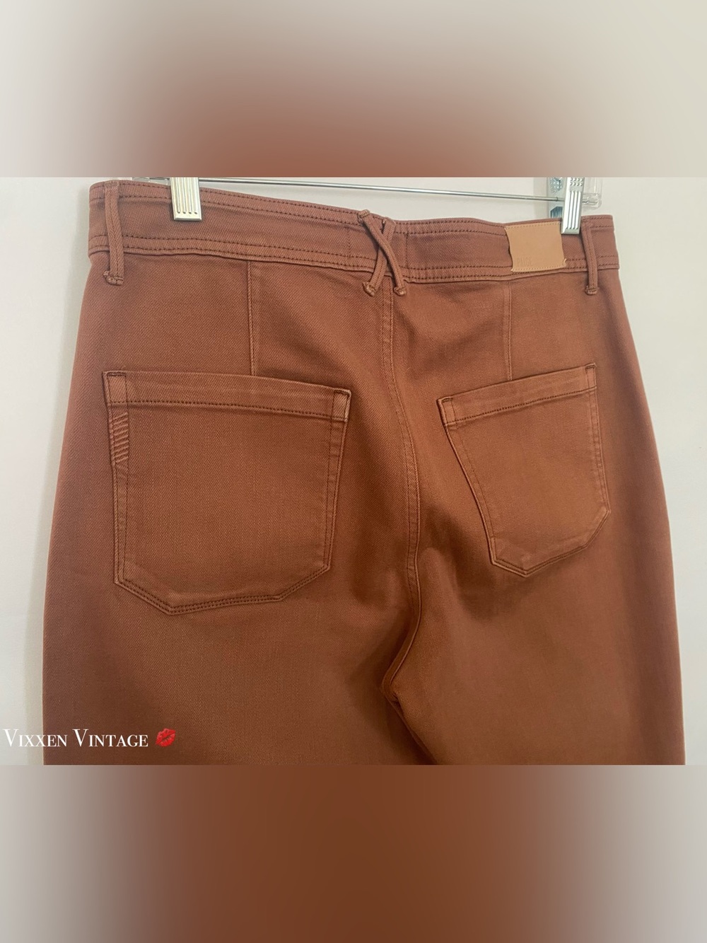 PAIGE HIGH WAISTED SAILOR 'ANESSA 27" WIDE LEG JEANS' IN WARM CAMEL - Picture 7 of 7